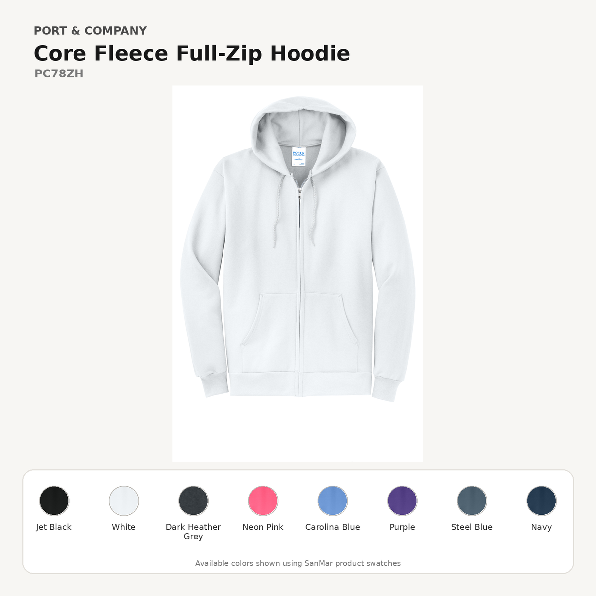 Port & Co Core Fleece Full-Zip Hoodie (PC78ZH)